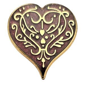 MMA Metropolitan Museum of Art Red Enamel Heart Pin Signed C836